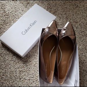 Calvin Klein Gold/Bronze Point-toe Flats